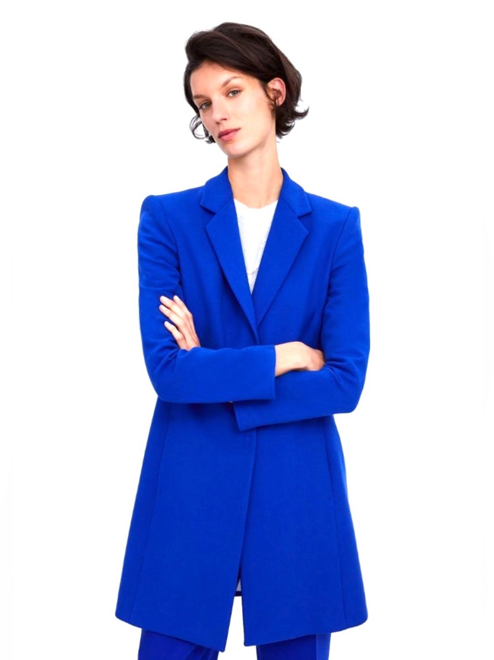 Zara Sz S Cobalt/Royal Blue Longline Tailored Blazer Coat 2213/349/420/S.